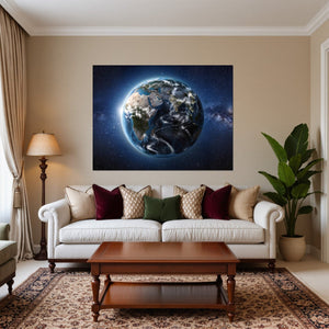 Leinwandbild Weltall und Erde B-00027 fuer Wohnzimmer warmeFarben Querformat