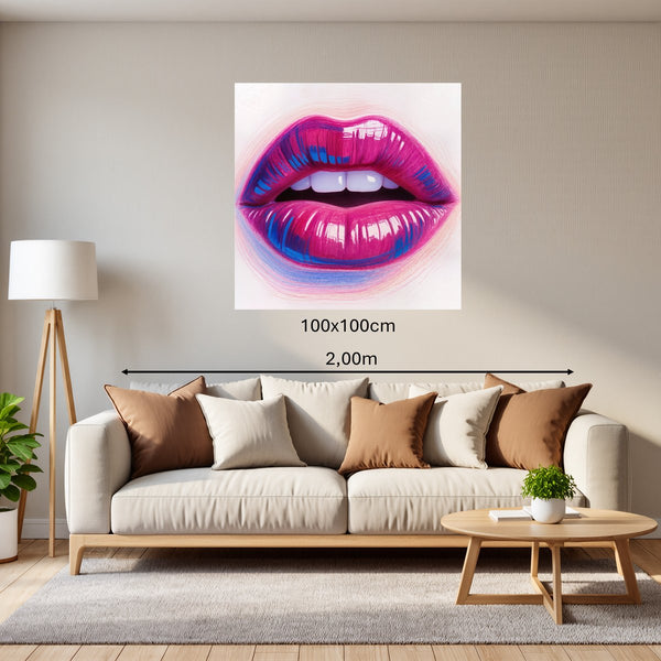 Poster Wandbild 100x100 cm Lebendige Lippen Quadrat