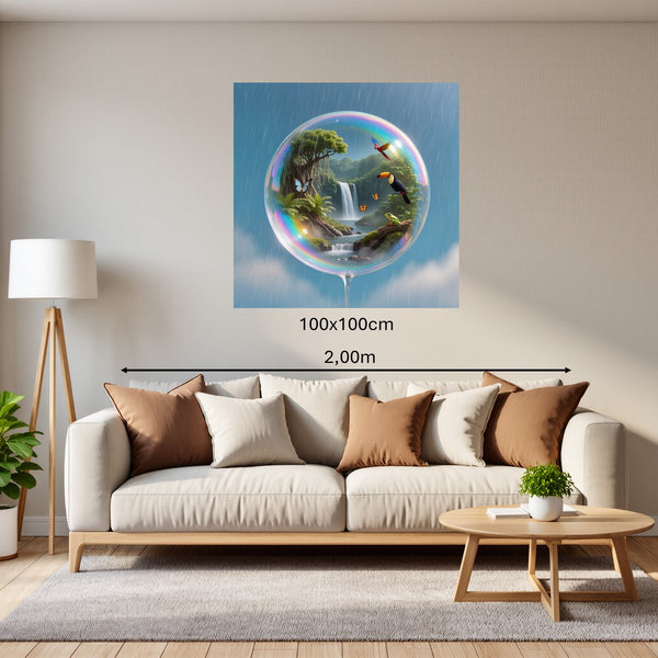 Poster Wandbild 100x100 cm Tropischer Traum in einer Seifenblase Quadrat