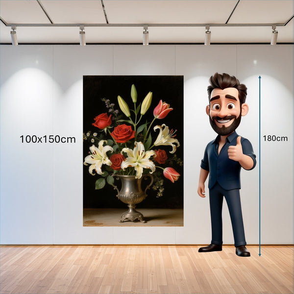 Poster Wandbild 100x150 cm Blütenzauber im Silberbecher Hochformat