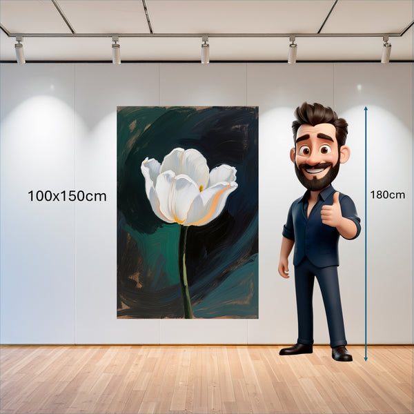 Poster Wandbild 100x150 cm Elegante weiße Tulpe Hochformat