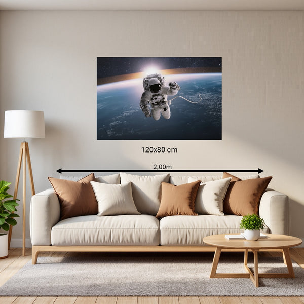 Poster Wandbild 120x80 cm Astronaut im Weltall Querformat