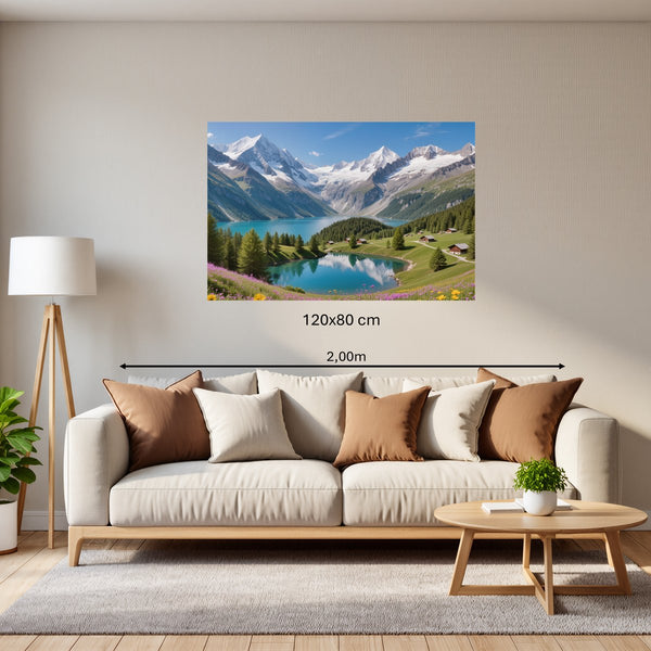 Poster Wandbild 120x80 cm Berglandschaft mit See Querformat