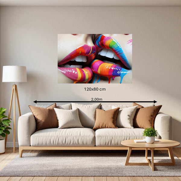 Poster Wandbild 120x80 cm Bunte Lippenkunst B-00028 Querformat