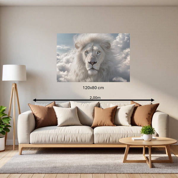 Poster Wandbild 120x80 cm Majestätischer Löwe im Himmel Querformat