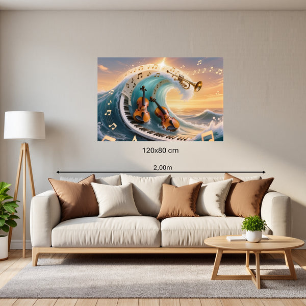 Poster Wandbild 120x80 cm Musik und Wellen Querformat