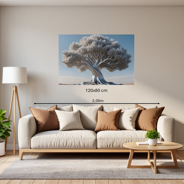 Poster Wandbild 120x80 cm Silberner Baum Querformat
