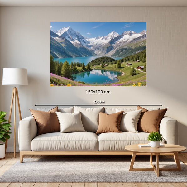 Poster Wandbild 150x100 cm Berglandschaft mit See Querformat