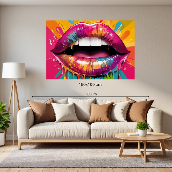 Poster Wandbild 150x100 cm Bunte Lippen B-00014 Querformat