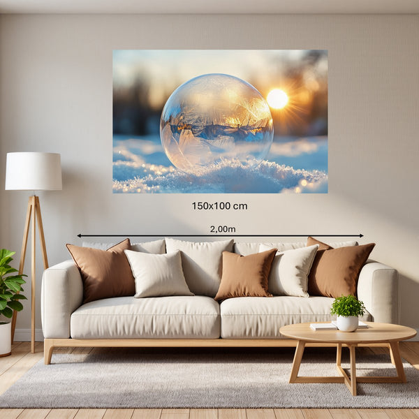 Poster Wandbild 150x100 cm Eisige Seifenblase im Sonnenlicht Querformat