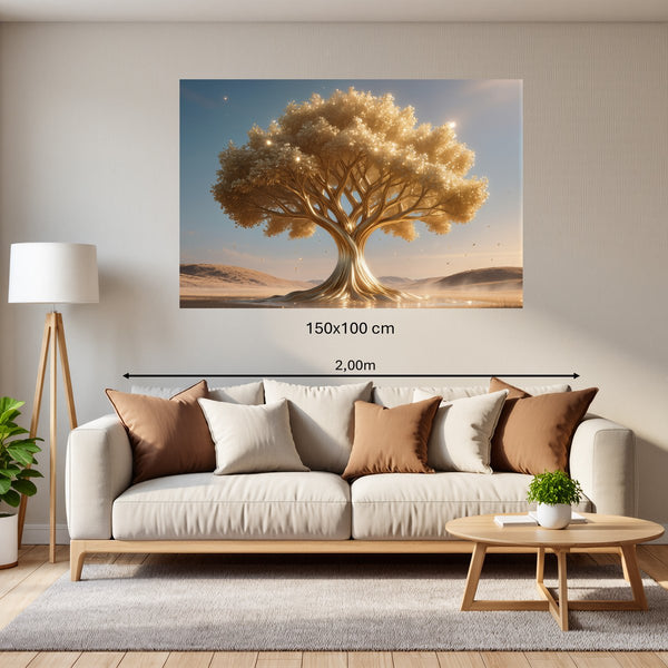 Poster Wandbild 150x100 cm Goldener Baum in der Natur Querformat