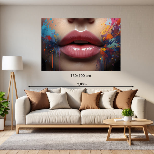 Poster Wandbild 150x100 cm Lebendige Lippen B-00018 Querformat