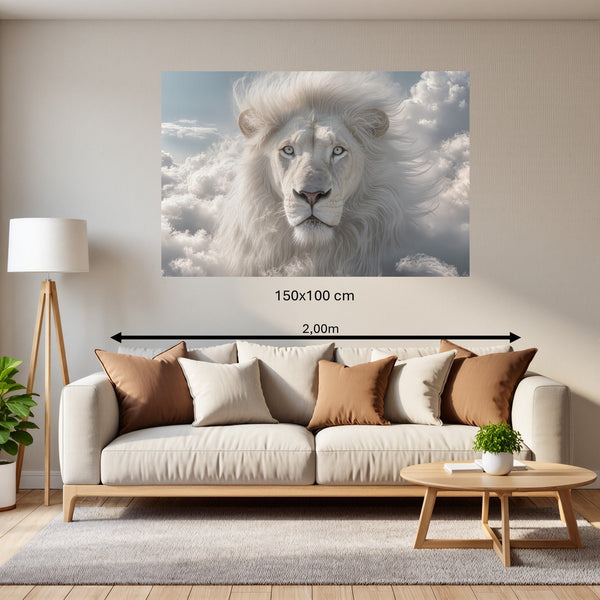 Poster Wandbild 150x100 cm Majestätischer Löwe im Himmel Querformat