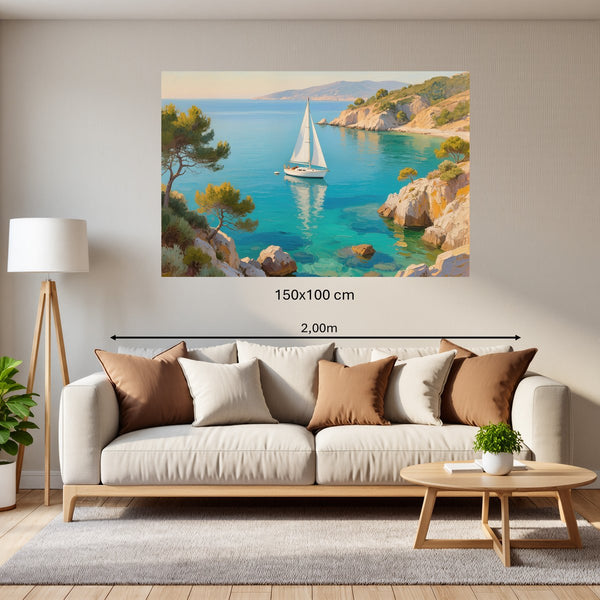 Poster Wandbild 150x100 cm Mediterranes Segelabenteuer Querformat