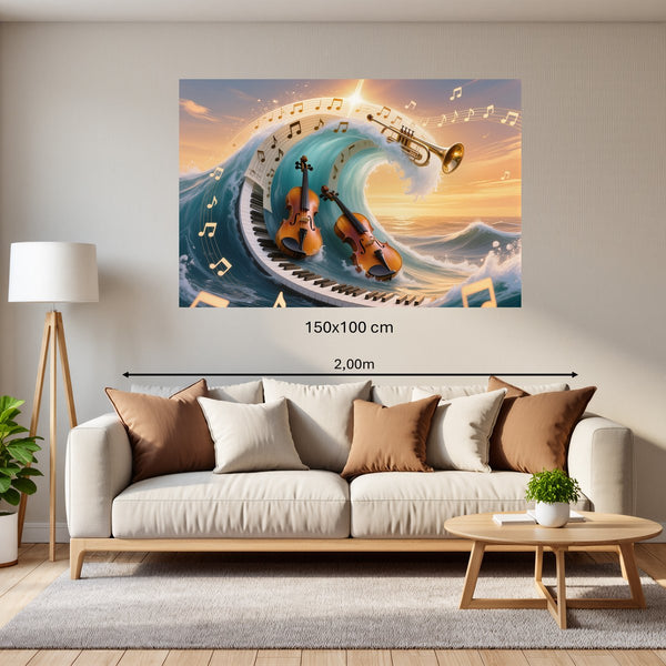 Poster Wandbild 150x100 cm Musik und Wellen Querformat