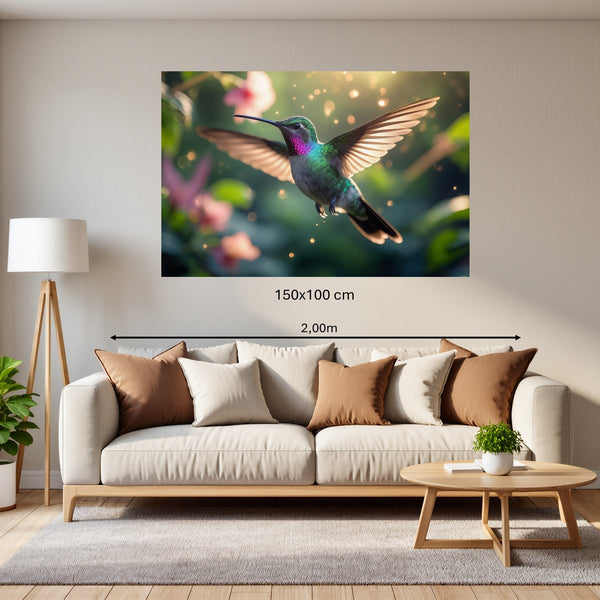Poster Wandbild 150x100 cm Schwebender Kolibri Querformat