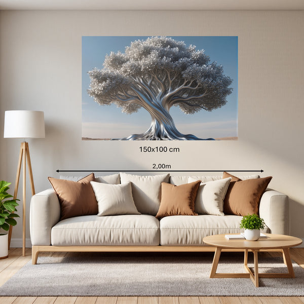 Poster Wandbild 150x100 cm Silberner Baum Querformat