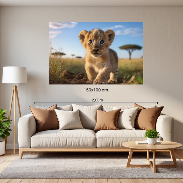 Poster Wandbild 150x100 cm Verspielter Löwe Querformat