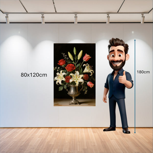 Poster Wandbild 80x120 cm Blütenzauber im Silberbecher Hochformat