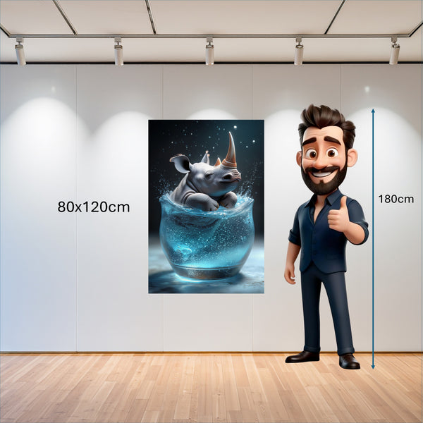 Poster Wandbild 80x120 cm Rhinoliebe im Glas Hochformat