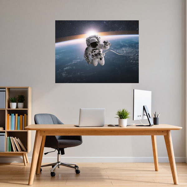 Poster Wandbild Astronaut im Weltall fuer Büro- und Arbeitszimmer dunkelanthrazit Querformat