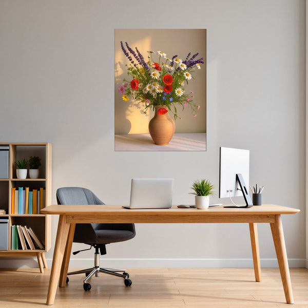 Poster Wandbild Blühende Farbenpracht fuer Buero und Arbeitszimmer warmeFarben Hochformat