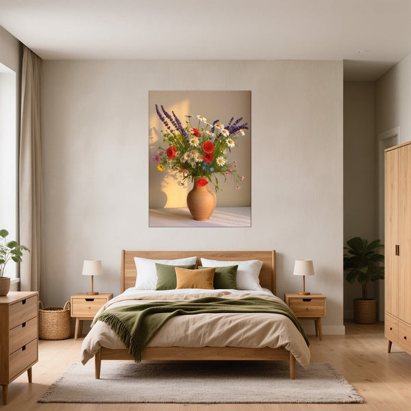 Poster Wandbild Blühende Farbenpracht fuer Schlafzimmer gruen Hochformat