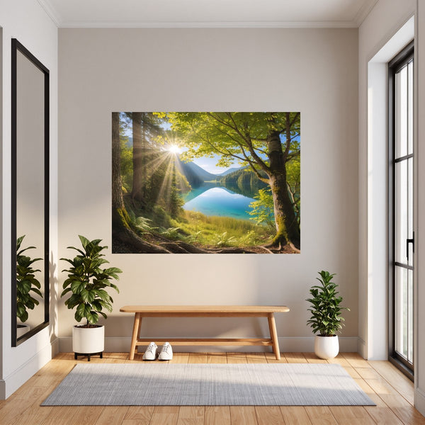Poster Wandbild Friedliche Naturansicht fuer Flur und Eingang dunkelanthrazit Querformat