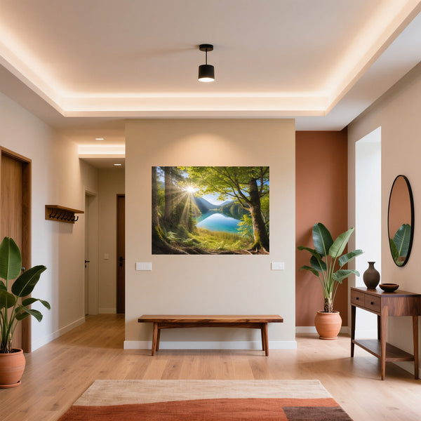 Poster Wandbild Friedliche Naturansicht fuer Flur und Eingang warmeFarben Querformat