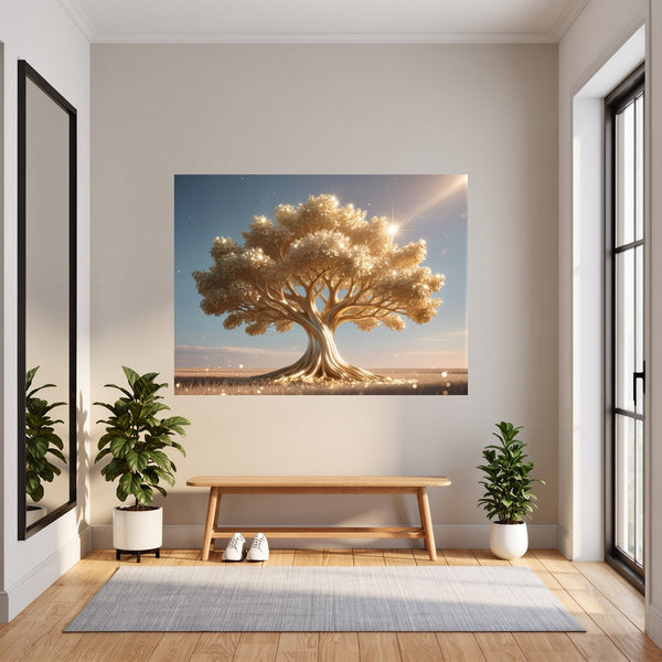 Poster Wandbild Glänzender Baum in der Natur fuer Flur und Eingang dunkelanthrazit Querformat