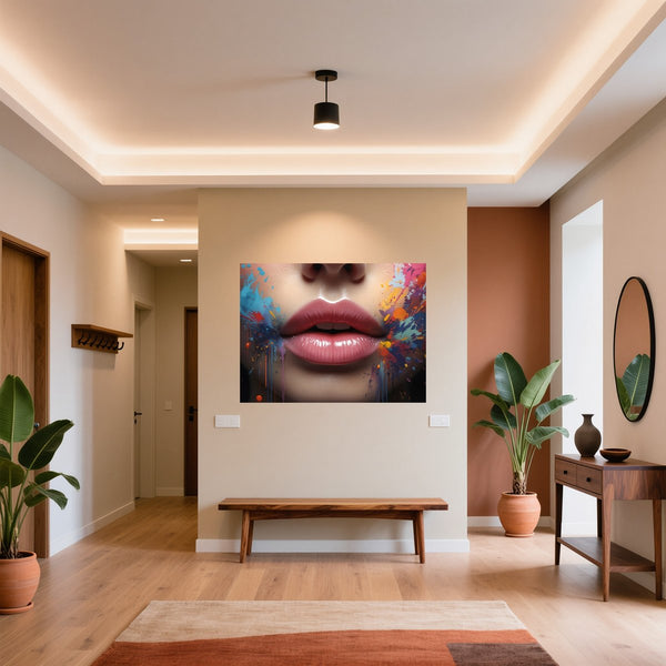 Poster Wandbild Lebendige Lippen B-00018 fuer Flur und Eingang warmeFarben Querformat