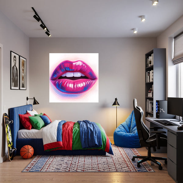 Poster Wandbild Lebendige Lippen fuer Jugendzimmer warmeFarben Quadrat
