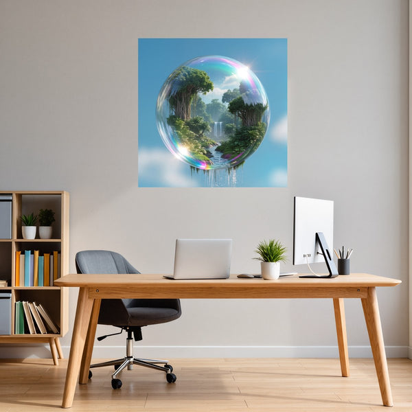 Poster Wandbild Magische Natur in einer Seifenblase fuer Buero und Arbeitszimmer warmeFarben Quadrat