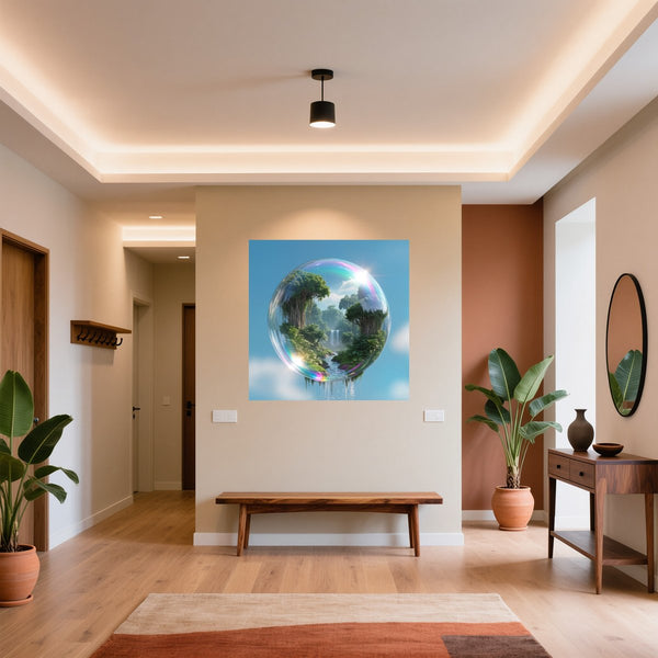 Poster Wandbild Magische Natur in einer Seifenblase fuer Flur und Eingang warmeFarben Quadrat