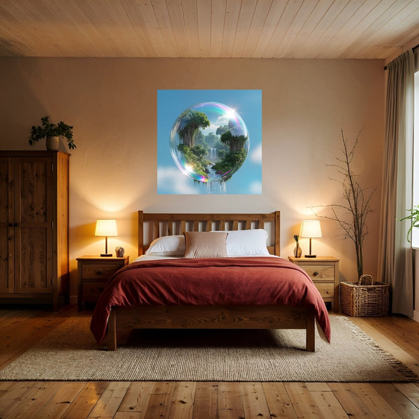 Poster Wandbild Magische Natur in einer Seifenblase fuer Schlafzimmer warmeFarben Quadrat
