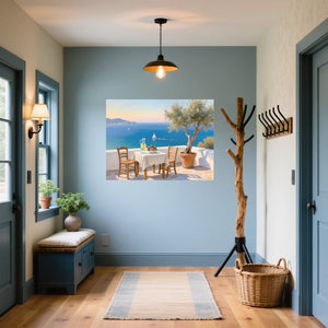 Poster Wandbild Mediterrane Traumlandschaft fuer Flur und Eingang blau Querformat