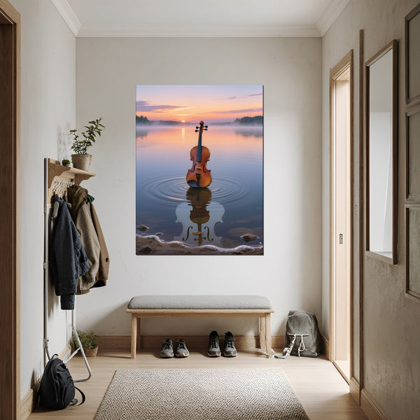 Poster Wandbild Melodien des Sonnenaufgangs fuer Flur und Eingang dunkelanthrazit Hochformat