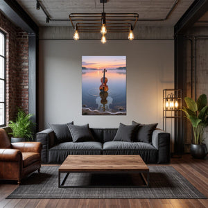 Poster Wandbild Melodien des Sonnenaufgangs fuer Wohnzimmer dunkelanthrazit Hochformat