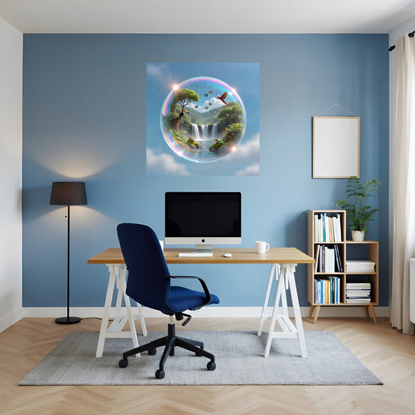 Poster Wandbild Tropische Traumwelt fuer Buero und Arbeitszimmer blau Quadrat