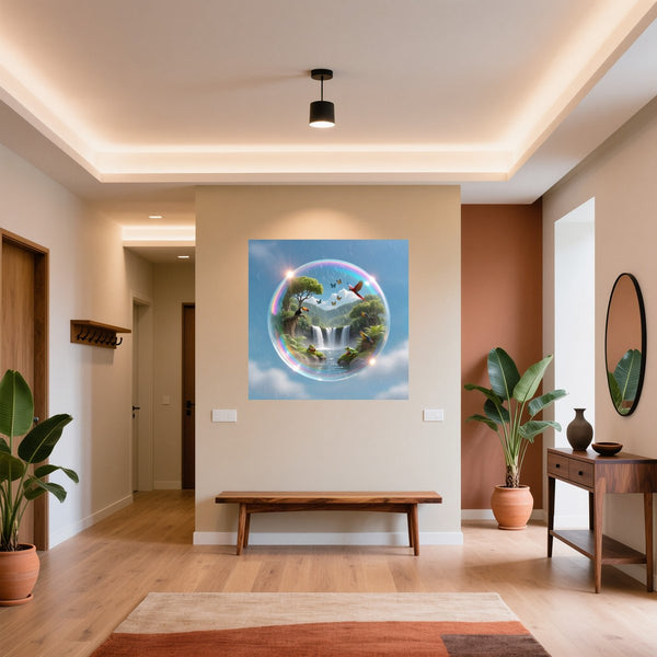 Poster Wandbild Tropische Traumwelt fuer Flur und Eingang warmeFarben Quadrat