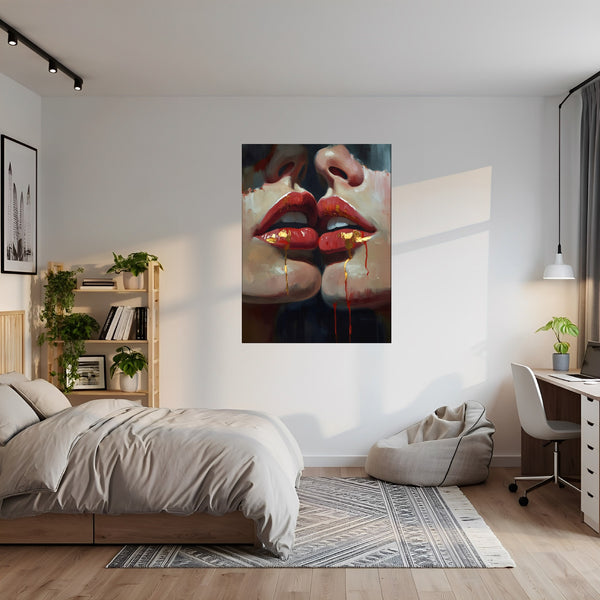 Poster Wandbild Verborgene Leidenschaft B-00011 fuer Jugendzimmer grauoderbeige Hochformat