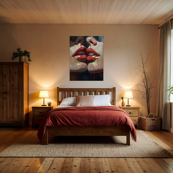 Poster Wandbild Verborgene Leidenschaft B-00011 fuer Schlafzimmer warmeFarben Hochformat