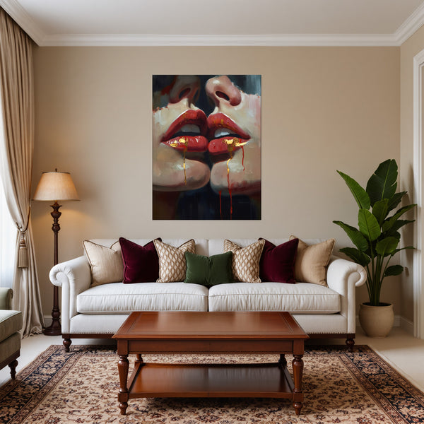 Poster Wandbild Verborgene Leidenschaft B-00011 fuer Wohnzimmer warmeFarben Hochformat