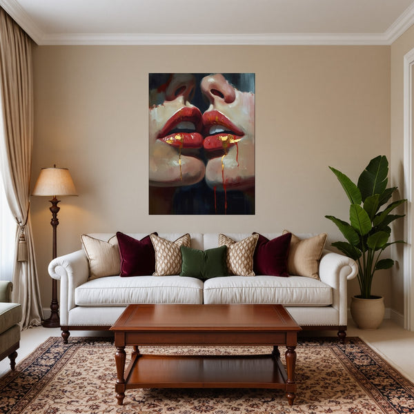 Poster Wandbild Verborgene Leidenschaft B-00011 fuer Wohnzimmer warmeFarben Hochformat