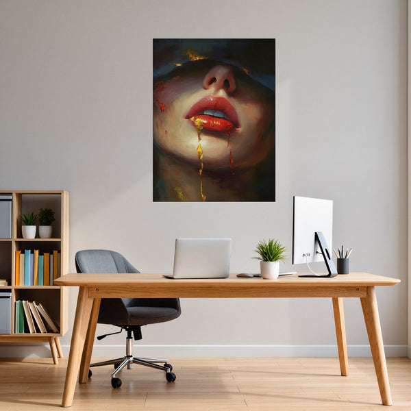 Poster Wandbild Verborgene Leidenschaft fuer Buero und Arbeitszimmer warmeFarben Hochformat