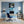 Poster Wandbild Verspielter Tiger im Wasser fuer Buero und Arbeitszimmer blau Hochformat