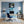Poster Wandbild Verspielter Tiger im Wasser fuer Buero und Arbeitszimmer blau Hochformat