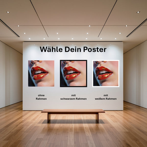 Poster Kunstvolle Lippen mit und ohne Rahmen