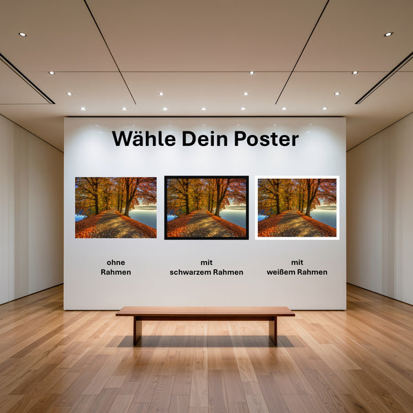 Poster Herbstliche Landschaft am Wasser mit und ohne Rahmen