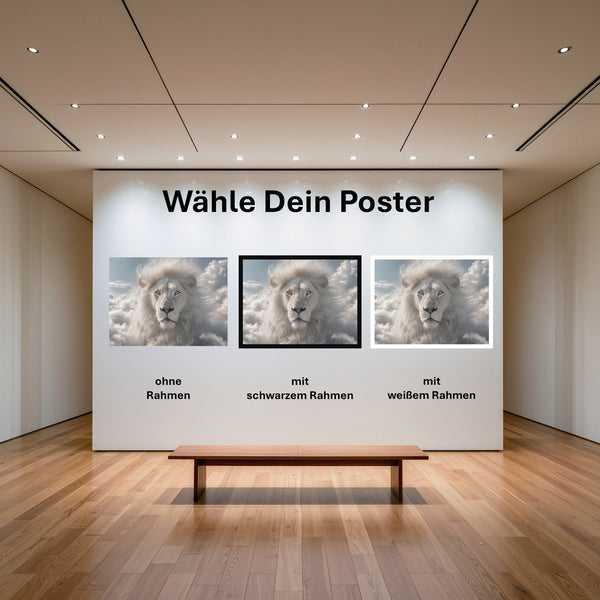 Poster Majestätischer Löwe im Himmel mit und ohne Rahmen